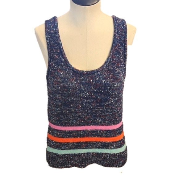 Womens Lou & Grey for LOFT blue spotted colorful stripe sweater tank size Large - Picture 10 of 15